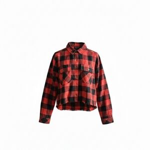 Plaid Red and Black Long Sleeve Women's Top